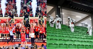 Delirio en Grecia: Panathinaikos desinfectó su estadio tras la consagración de su clásico rival allí en la Euroliga imagen-2