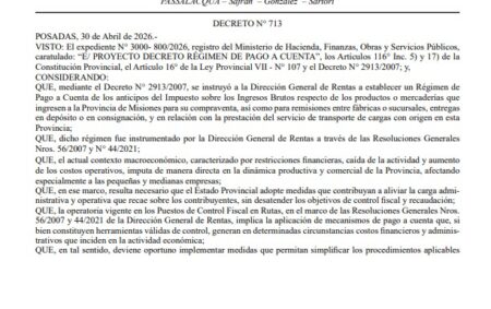 El Gobierno provincial oficializó la suspensión por un año del régimen de pago a cuenta de los anticipos del Impuesto sobre los Ingresos Brutos imagen-20