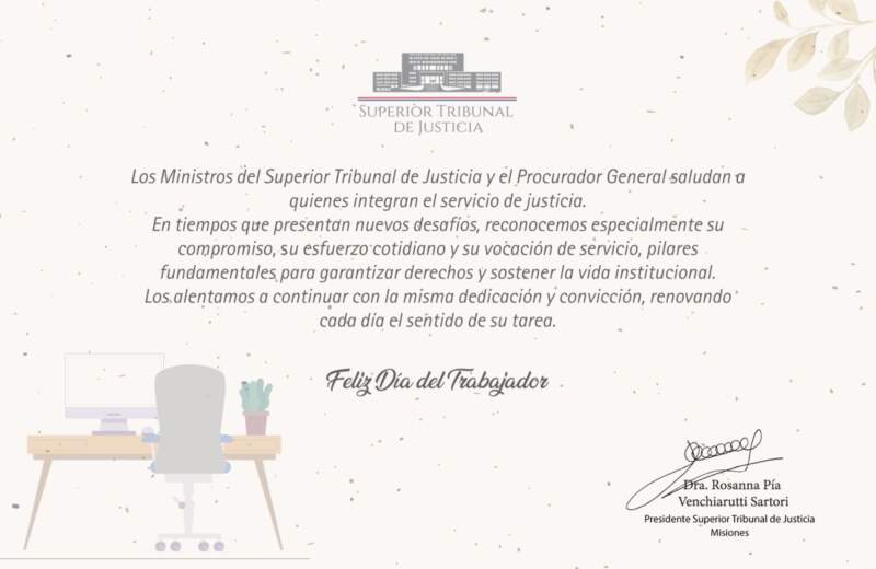 1º de Mayo: reconocimiento al compromiso de quienes sostienen el servicio de justicia 1º de Mayo: reconocimiento al compromiso de quienes sostienen el servicio de justicia imagen-5