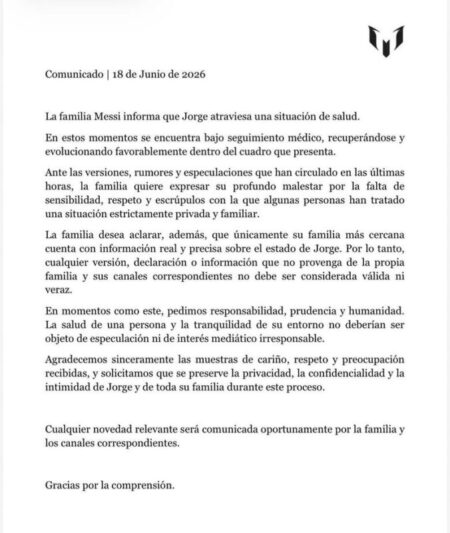 Tras la preocupación generada por los rumores, la familia Messi aclaró el estado de salud de Jorge imagen-22