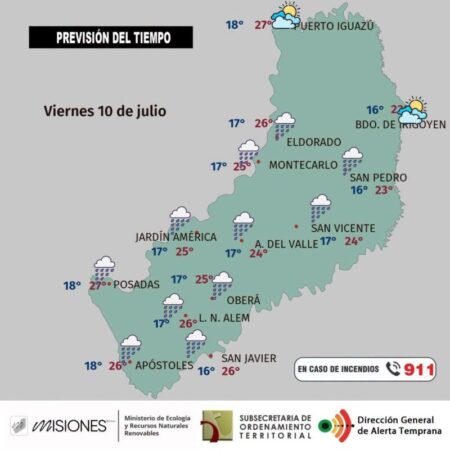 El fin de semana llega con lluvias, tormentas y un nuevo descenso de temperatura en Misiones El fin de semana llega con lluvias, tormentas y un nuevo descenso de temperatura en Misiones imagen-8