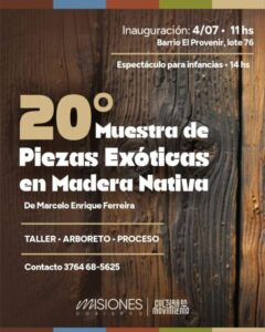 Marcelo Ferreira inaugura su 20ª Muestra de Piezas Exóticas en Madera Nativa en Posadas Marcelo Ferreira inaugura su 20ª Muestra de Piezas Exóticas en Madera Nativa en Posadas imagen-1