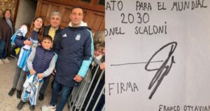 Scaloni 2030: el simpático contrato que un nene le hizo firmar al DT en Pujato imagen-1