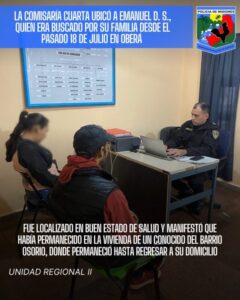 Localizaron en buen estado de salud a Emanuel Dos Santos en Oberá imagen-2