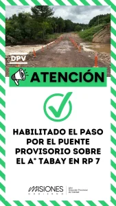 Habilitaron el tránsito para vehículos livianos sobre el puente del arroyo Tabay en la ruta provincial 7 imagen-7
