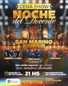 San Marino encabezará la octava edición de la Noche del Docente en Campo Ramón San Marino encabezará la octava edición de la Noche del Docente en Campo Ramón imagen-2