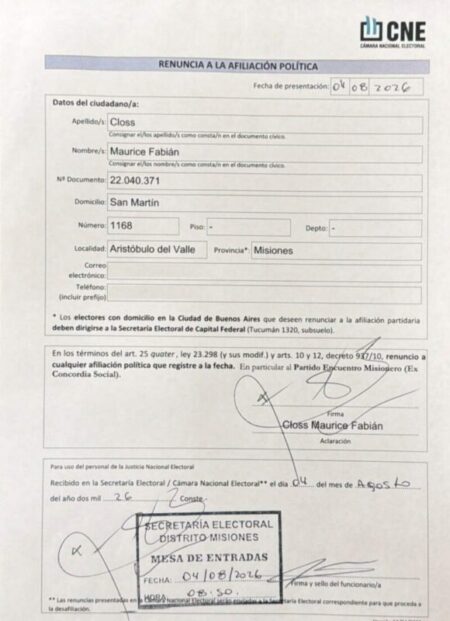 Maurice Closs renunció al partido de Rovira y apuntó contra la falta de representatividad interna imagen-16