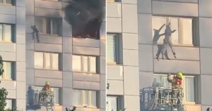 Dramático rescate de una mujer: se incendiaba un piso 11 y la escalera de bomberos sólo llegaba al 9º imagen-3
