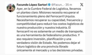 López Sartori: “Misiones necesita recuperar el funcionamiento pleno del Ferrocarril Urquiza” imagen-1