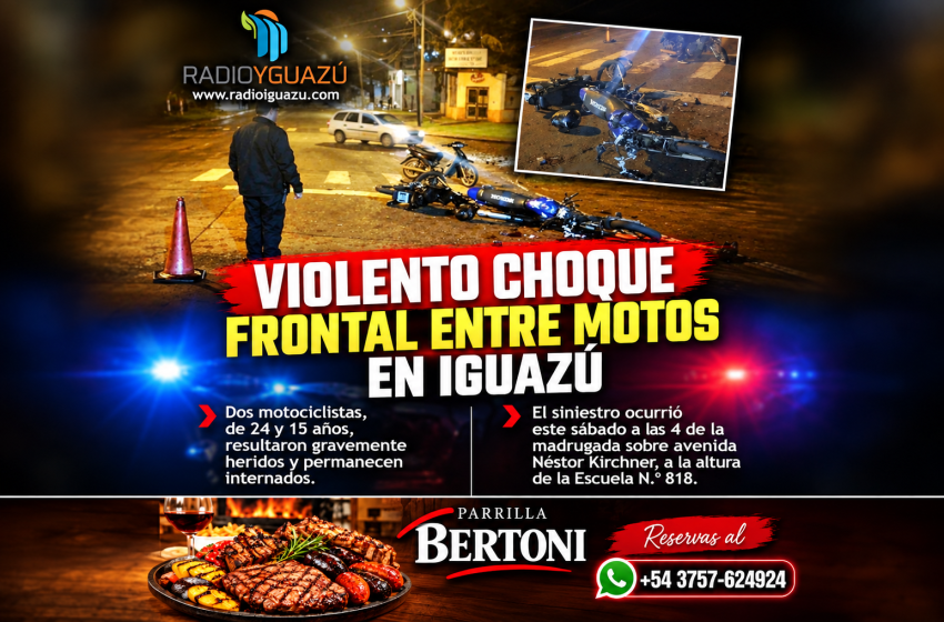 VIOLENTO CHOQUE FRONTAL ENTRE MOTOS EN IGUAZÚ: DOS HERIDOS GRAVES, UNO DE ELLOS MENOR DE EDAD imagen-72